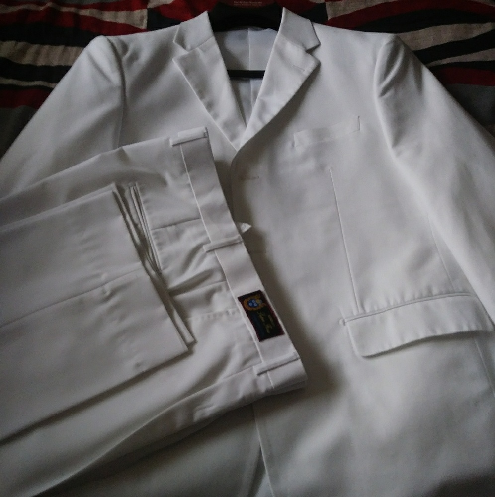 Mens two piece white suit